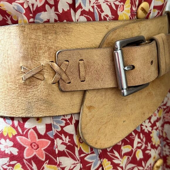 Ralph Lauren Italian Distressed Roughout Tan Suede Southwestern Utility Hip Belt - Picture 6 of 16